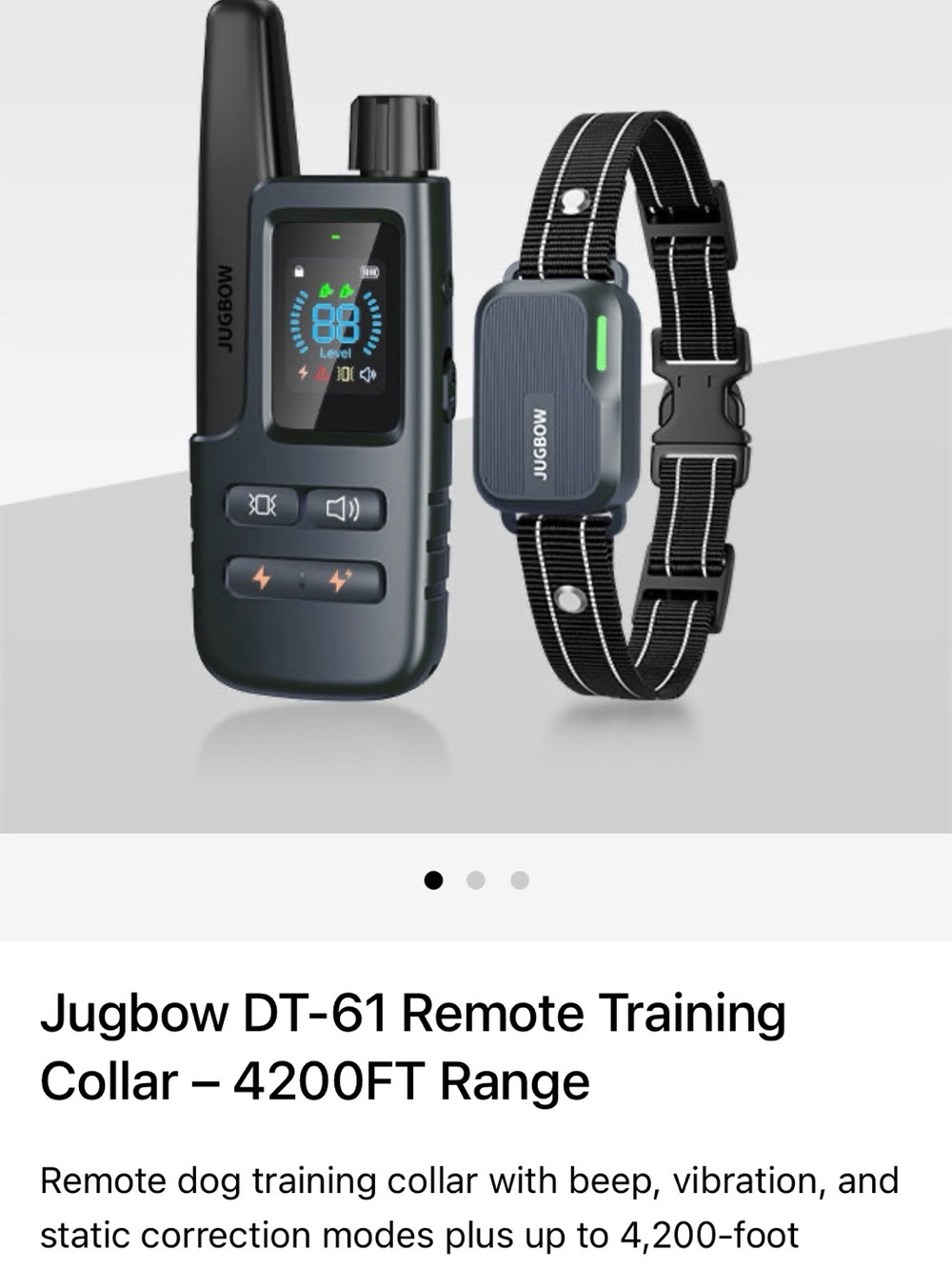 Jugbow DT-61 Remote Dog Training Collar - Dark green/Black